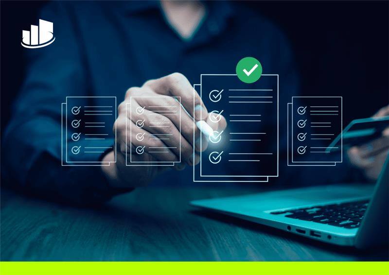 Businessperson evaluating digital checklists on a virtual screen, symbolizing the decision-making process between managed and professional IT services.