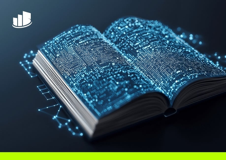 an open book illuminated with glowing circuit patterns, symbolizing technology, global connectivity, and UCaaS strategy.
