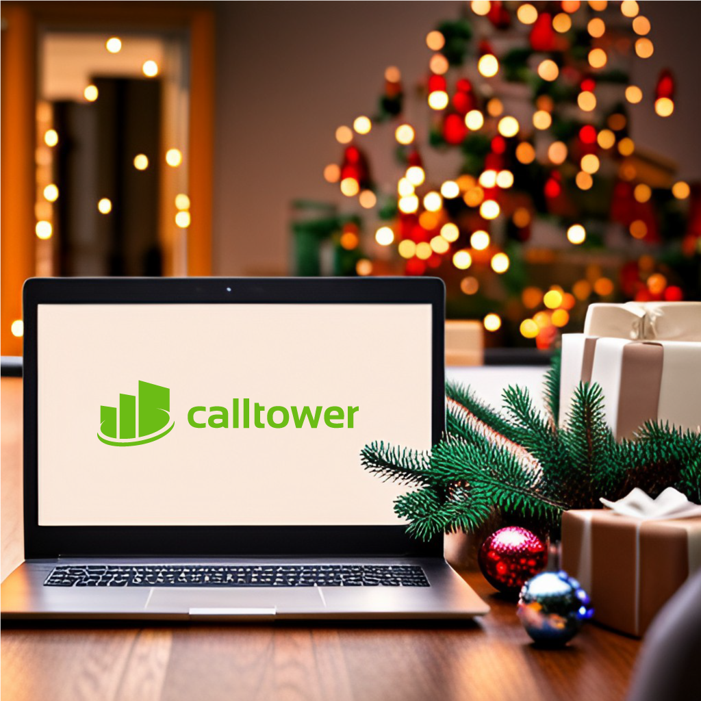 Embracing the Holidays without Losing Productivity. Holiday tree and laptop.