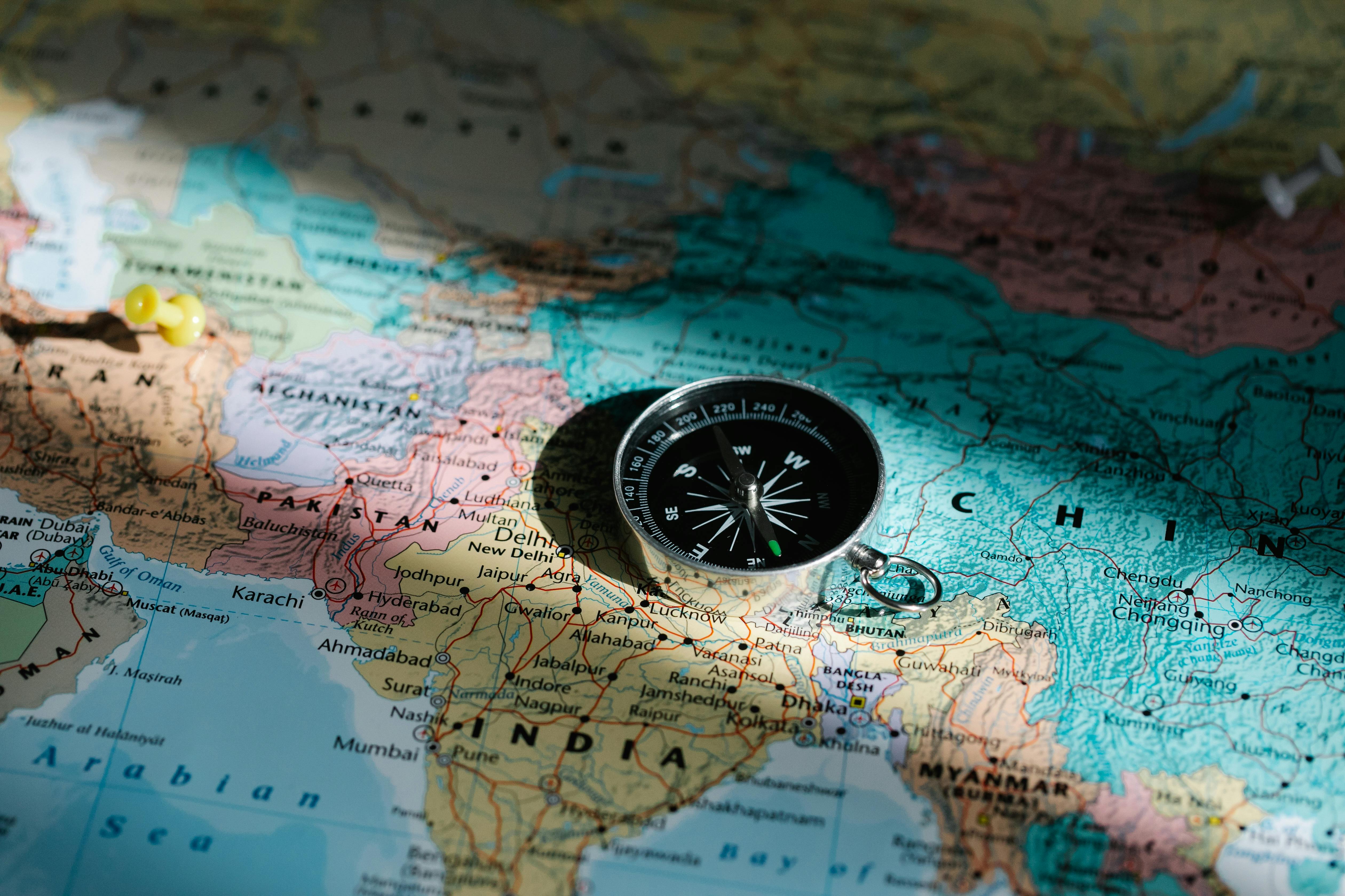 Navigating UCaaS providers. A compass on a map.