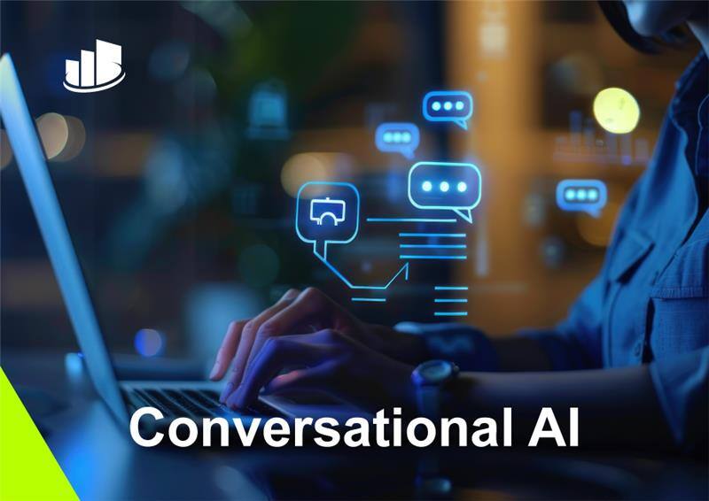 An illustration depicting conversational AI as the future of customer service, showcasing advanced technology and customer interaction.